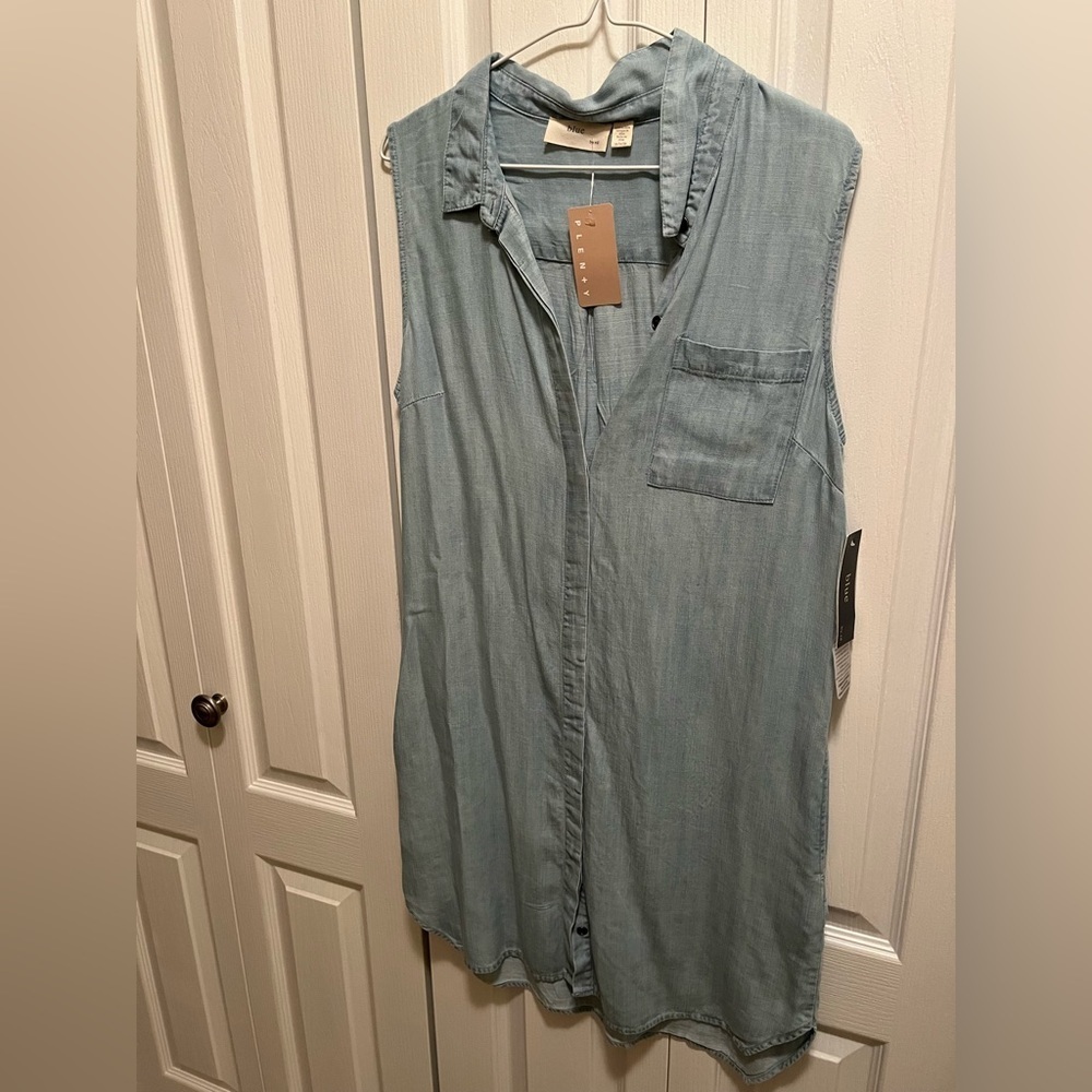 NWT Plenty Sleeveless Denim Mini Dress - Picture 2 of 4